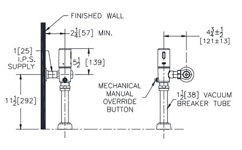 Measurements Diagram for Zurn ZTR6200EV-LL