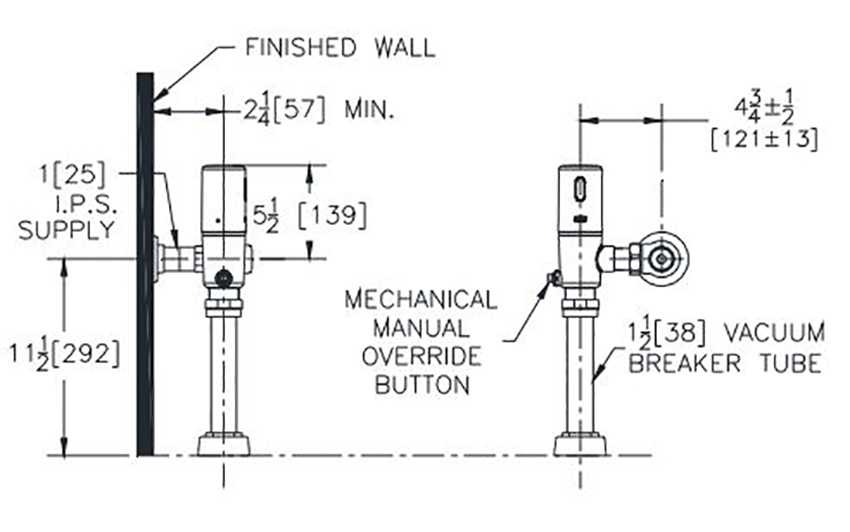 Measurements Diagram for Zurn ZTR6200EV
