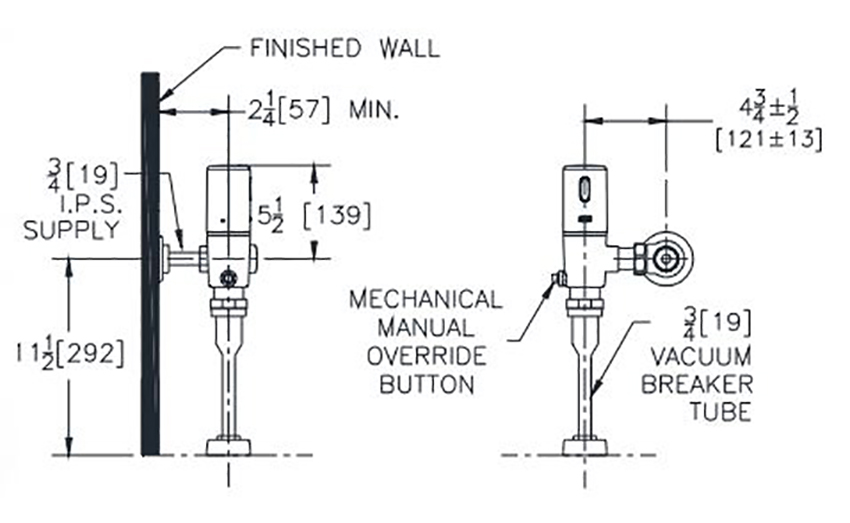Measurements Diagram for Zurn ZTR6203-ULF
