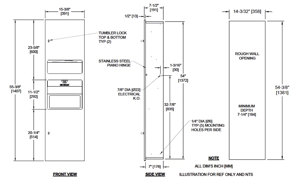 Measurement diagram for 10-64672-2 hand dryer