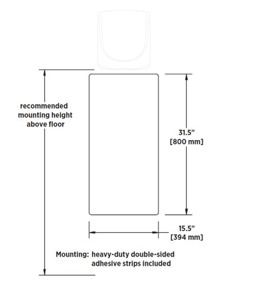 Measurement Diagram for World Dryer 37-10455K Wall Guard