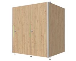 Example of Euro style partitions by Bradley Corp