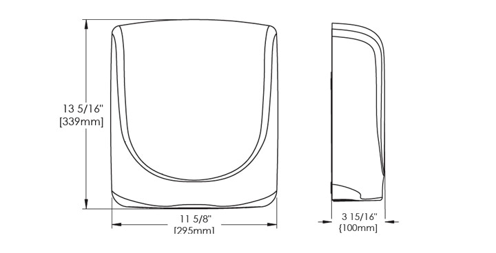 Measurements for AXT-SS Hand Dryer