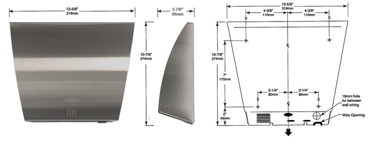 Measurement diagram for Bobrick B-7125