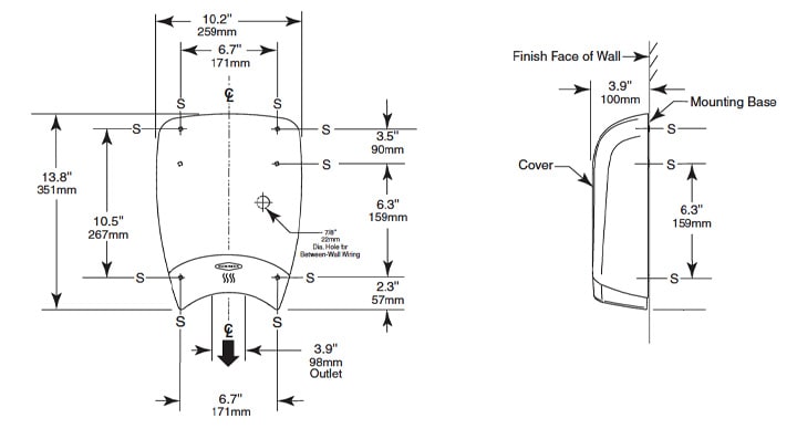 Measurement diagram for Bobrick B-7180-120