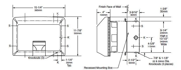 Measurement diagram for Bobrick B-750-120