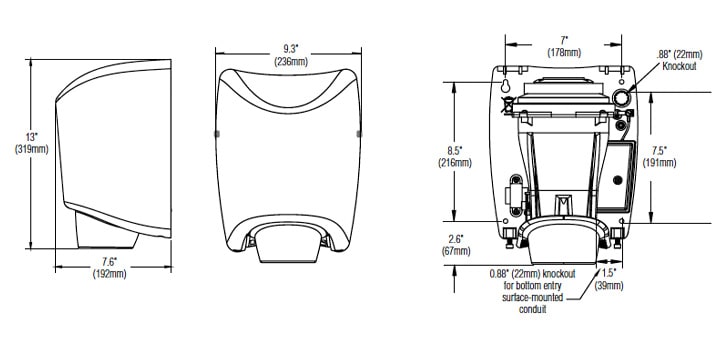 Bradley Aerix 2922 Measurement Diagram