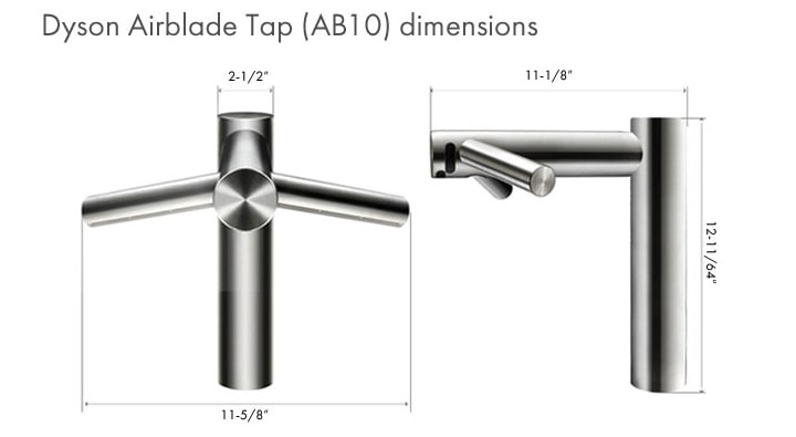 Dyson Airblade TAP AB10-HV Measurement Diagram