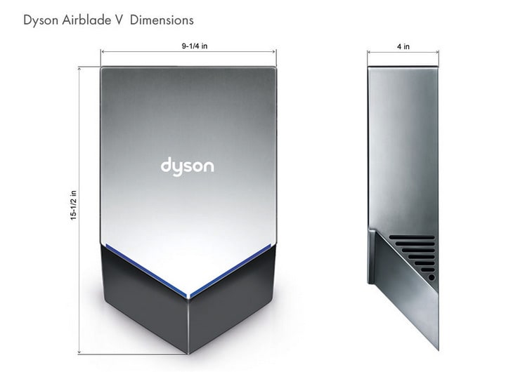 Dyson Airblade V HU02-N-HV Measurement Diagram