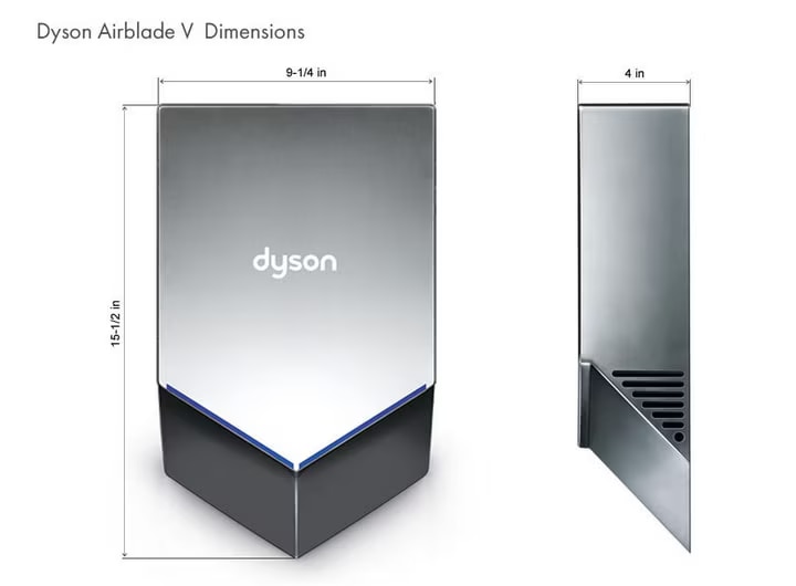 Dyson Airblade V HU02-W-HV Measurement Diagram