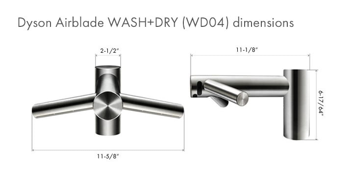 Dyson Airblade Wash and Dry WD04-HV Measurement Diagram