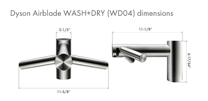 Dyson Airblade Wash and Dry WD04-LV Measurement Diagram
