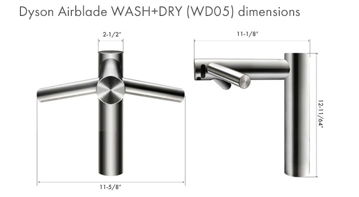 Dyson Airblade Wash and Dry WD05-LV Measurement Diagram