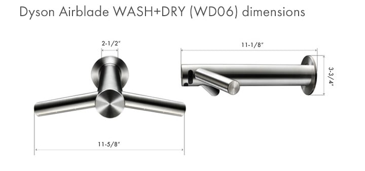 Dyson Airblade Wash and Dry WD06-LV Measurement Diagram