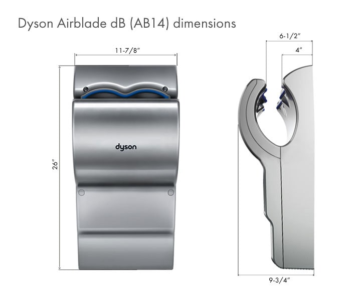 Dyson Airblade dB AB14-G-LV Measurement Diagram