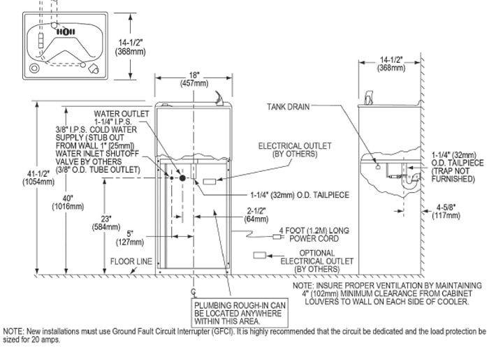 Elkay EFA8L1110P Measurement Diagram