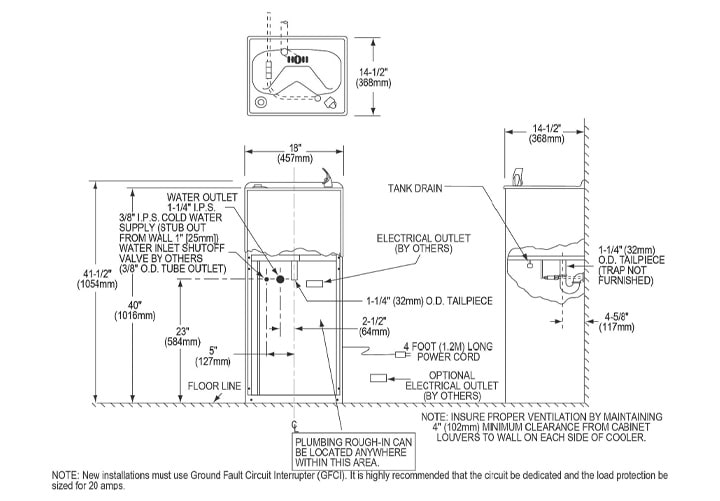 Elkay EFA8L1Z Measurement Diagram