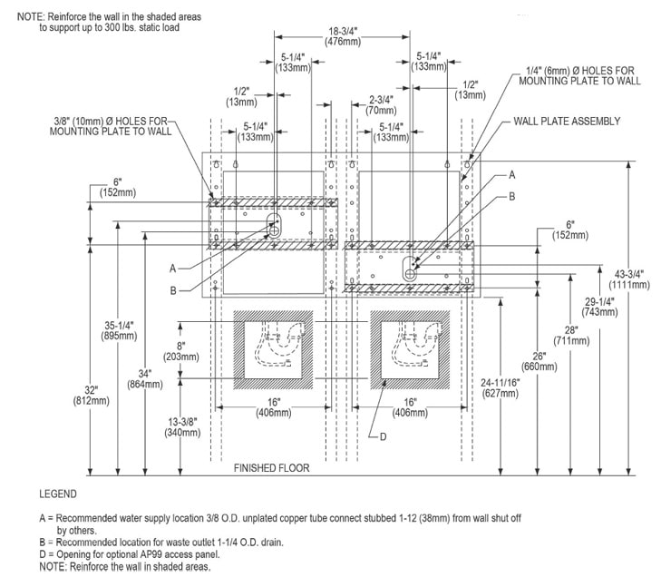 Elkay EHWM17C Measurement Diagram