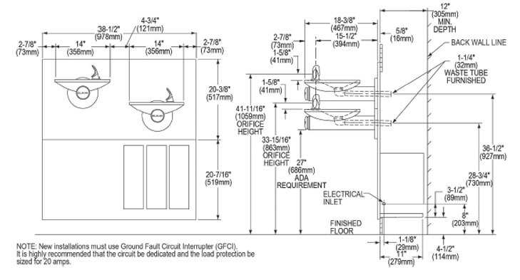 Elkay ERPBGRNM28K Measurement Diagram