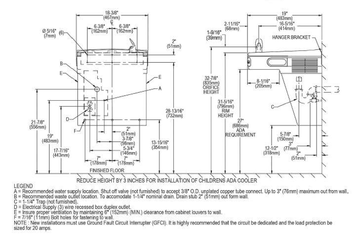 Elkay EZO8L Measurement Diagram