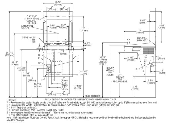 Elkay EZS8WSLK Measurement Diagram