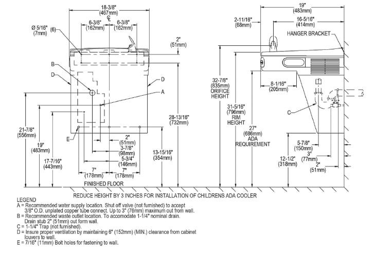 Elkay EZSDS Measurement Diagram