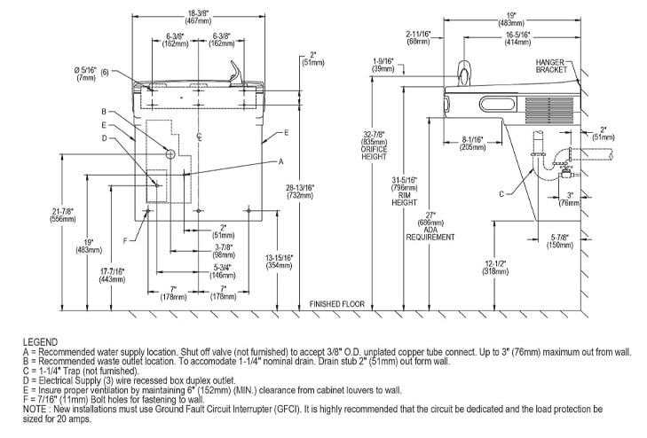 Elkay EZSG8L Measurement Diagram