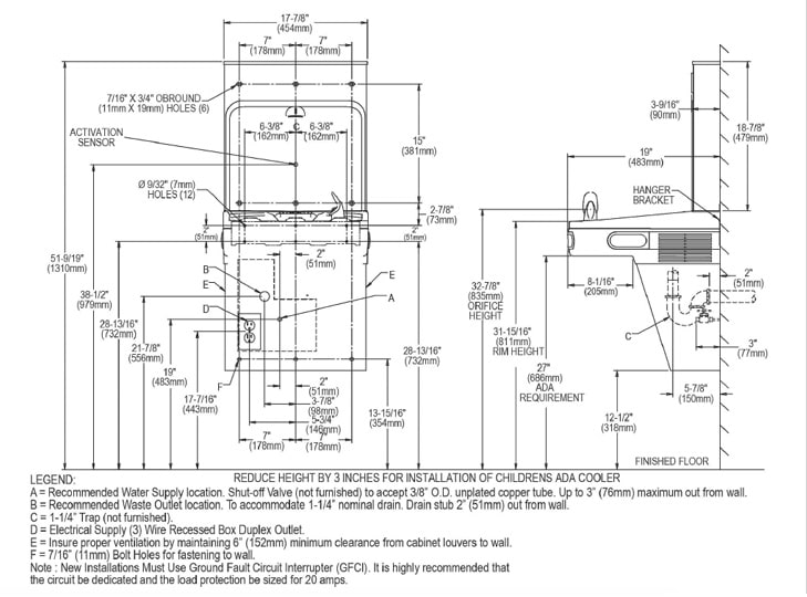 Elkay EZSG8WSLK Measurement Diagram