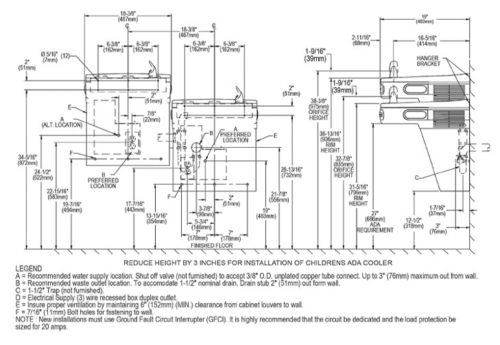 Elkay EZSTL8LC Measurement Diagram