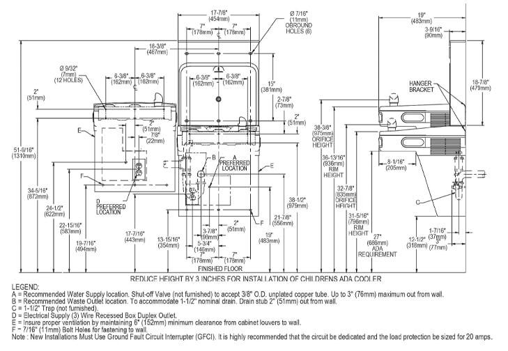 Elkay EZSTL8WSVRLK Measurement Diagram