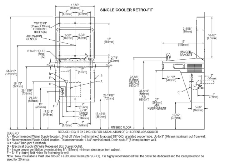 Elkay EZWSRK Measurement Diagram