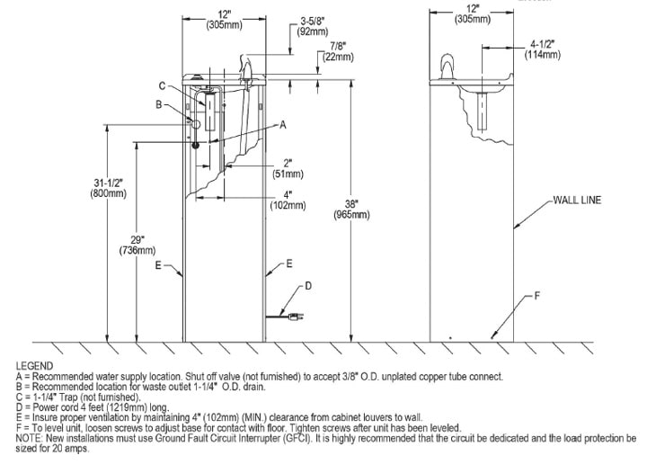 Elkay FD7003L1Z Measurement Diagram