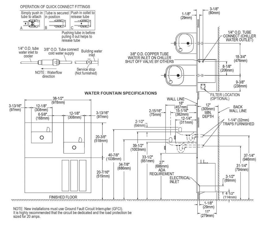 Elkay HRF-SER Measurement Diagram