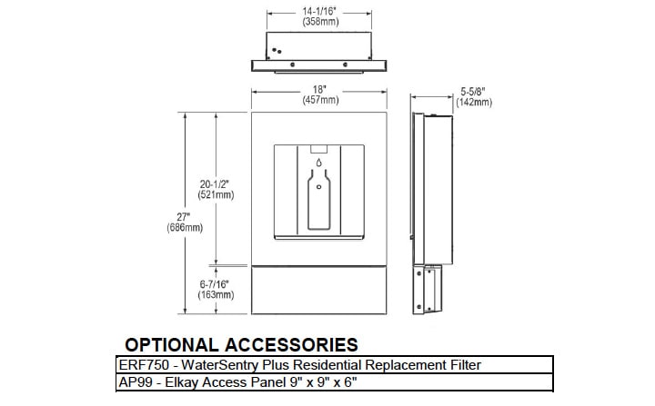 Elkay LBWD00BKC Measurement Diagram