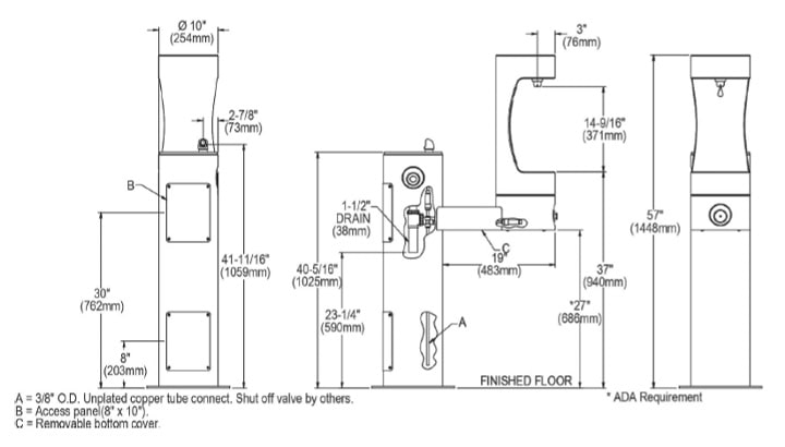 Elkay LK4420BF1LEVG Measurement Diagram