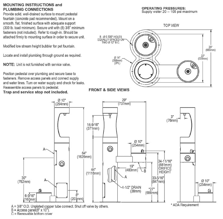 Elkay LK4420BF1UDBBLK Measurement Diagram