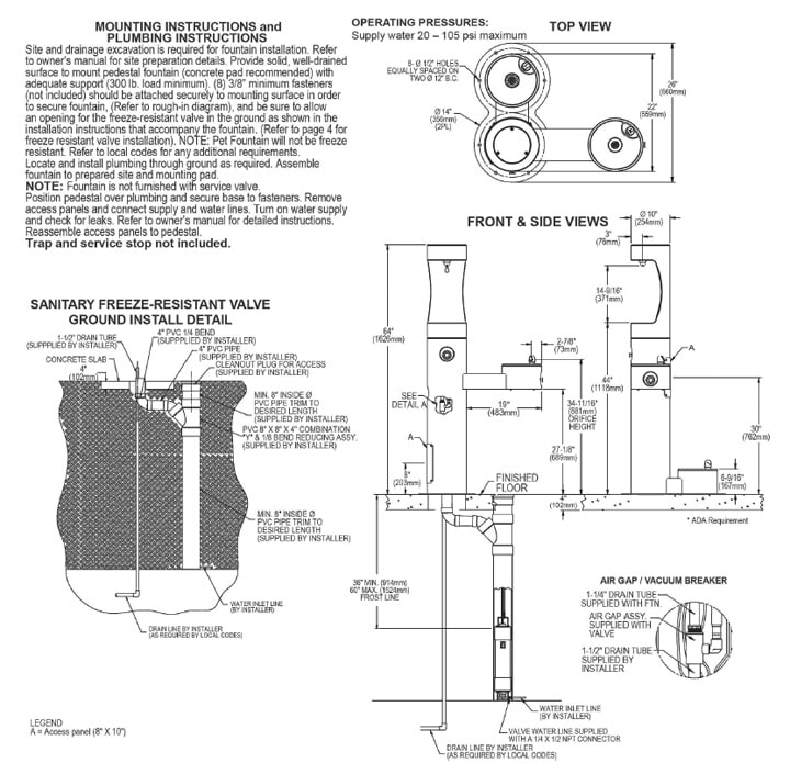 Elkay LK4420BF1UDBFRKEVG Measurement Diagram