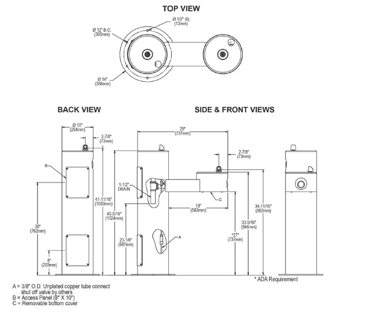 Elkay LK4420BLK Measurement Diagram