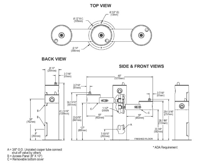 Elkay LK4430BLU Measurement Diagram