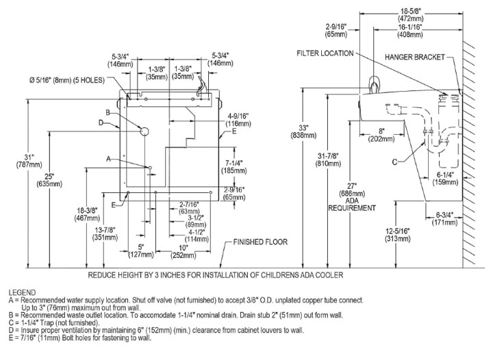 Elkay LMABFDS Measurement Diagram