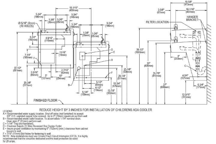 Elkay LMABFTL8SC Measurement Diagram