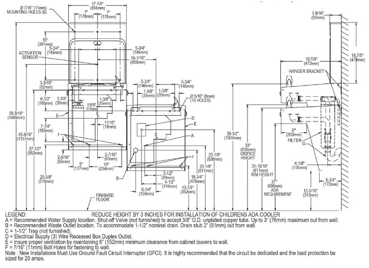 Elkay LMABFTL8WSSK Measurement Diagram