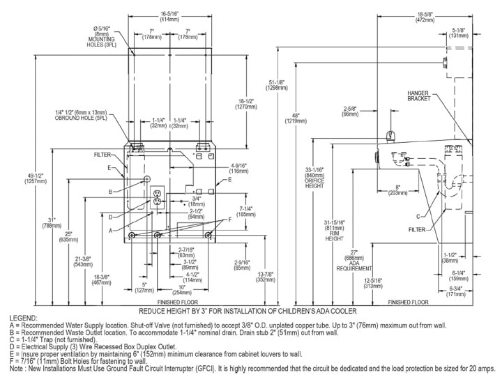 Elkay LVRCDWSK Measurement Diagram