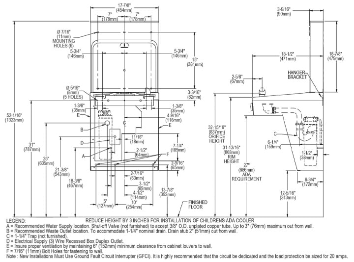 Elkay LVRCGRN8WSK Measurement Diagram