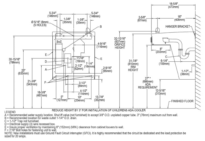 Elkay LVRCGRN8 Measurement Diagram