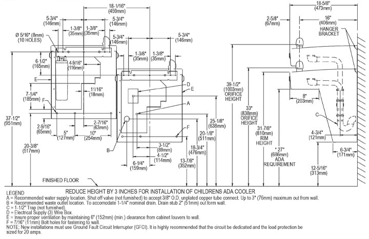 Elkay LVRCGRNTL8C Measurement Diagram