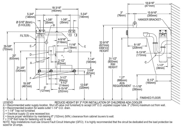 Elkay LVRCHD8S Measurement Diagram