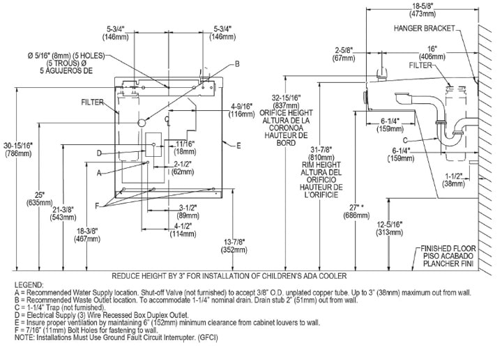 Elkay LVRCSC8S Measurement Diagram