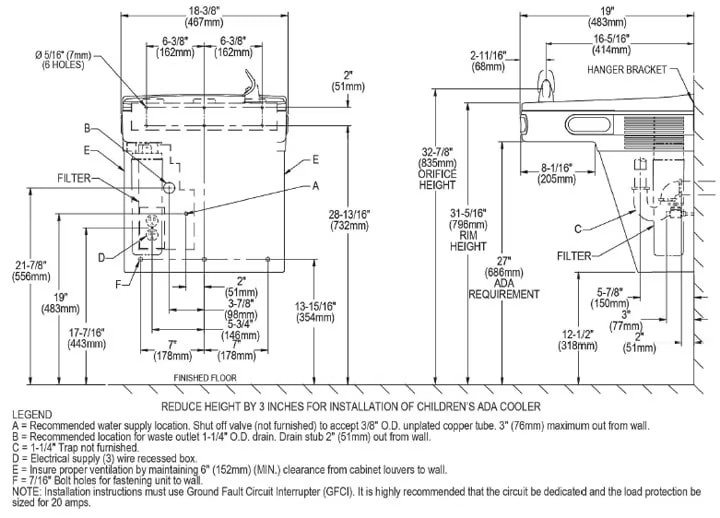 Elkay LZS8S Measurement Diagram