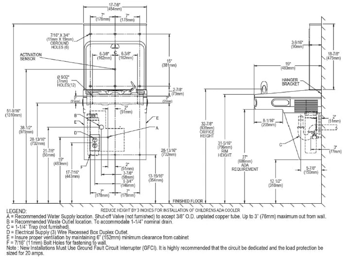 Elkay LZS8WSLK Measurement Diagram